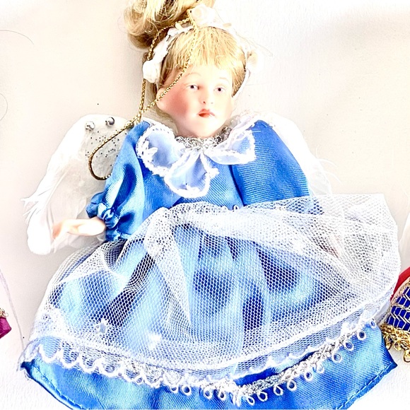 3 Vintage Paradise Galleries Porcelain Doll Christmas Holiday Ornaments - Picture 8 of 10